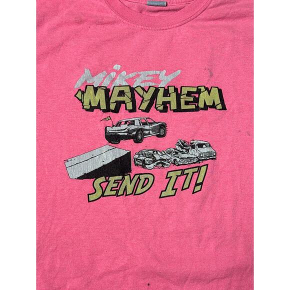 Mikey Mayhem Monster Truck Tee Youth Medium Pink Gildan Send It Shirt - Picture 2 of 8